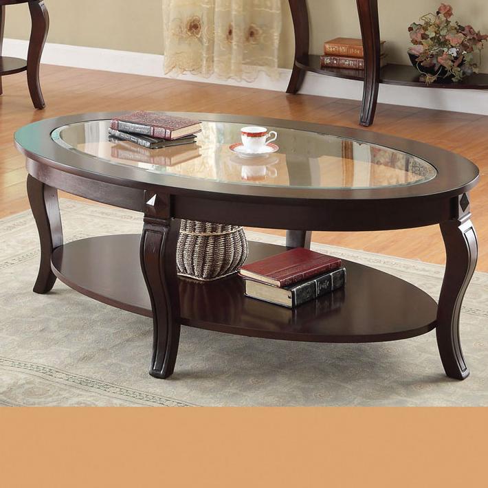 Acme Furniture Riley Transitional Oval Coffee Table W/Glass Dream